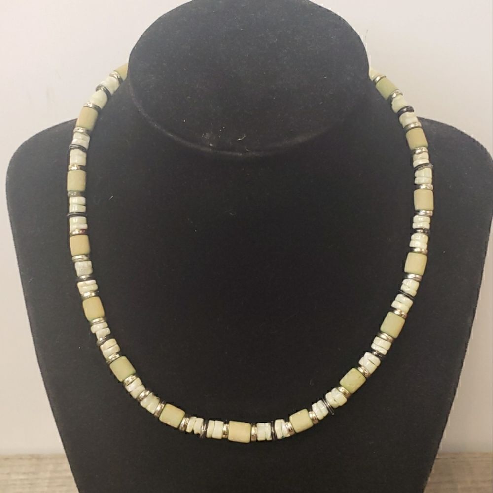 BEADED Wood & Stone Beach-Style Necklace